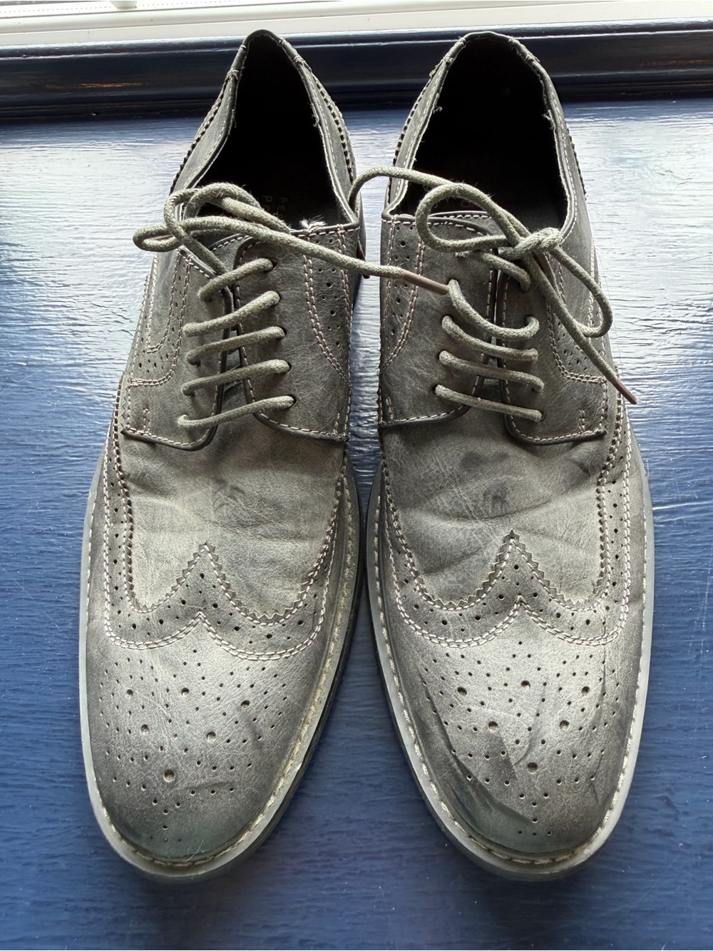 Perry Ellis Portfolio Men's Gray Wingtip Lace-Up Dress Shoes Size 9